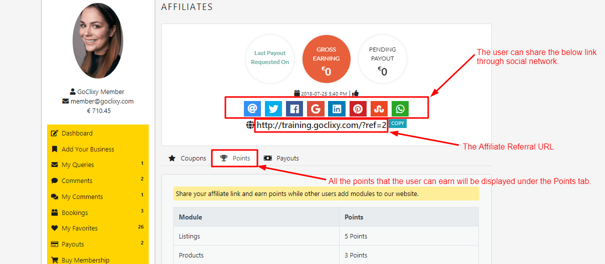 Member Area - Affiliates