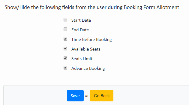 Booking Allotment Fields