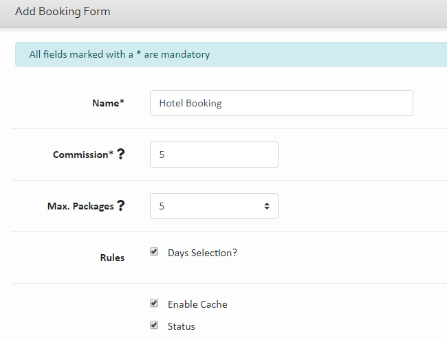 Booking Form Fields