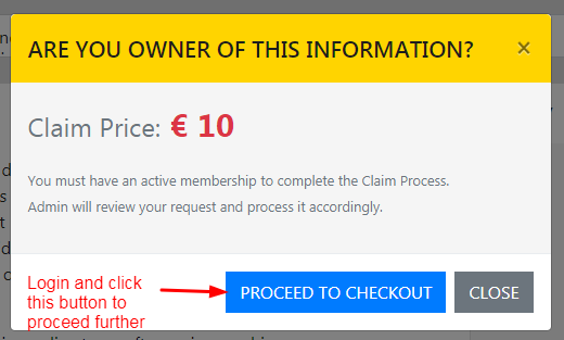 Claim Popup