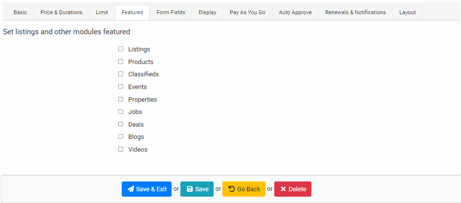 Packages Basic Settings