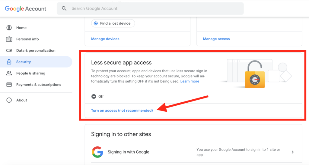 Gmail Less Secure Apps